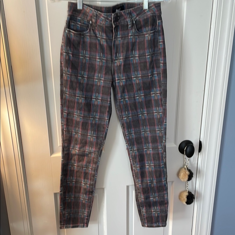 Pretty in PUNK Paige premium denim Plaid trouser jeans girly cute feminine 26 💕